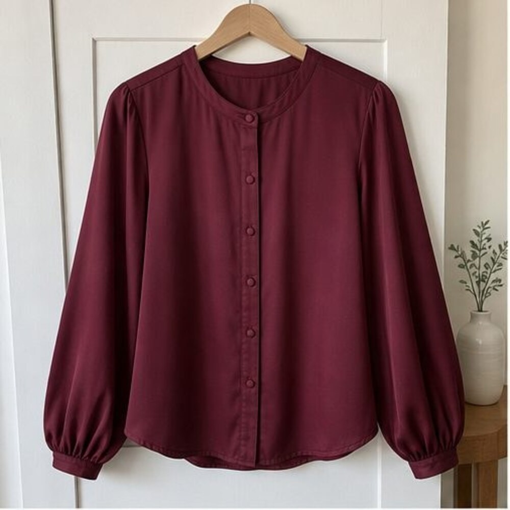 Burgundy Pleated Blouse